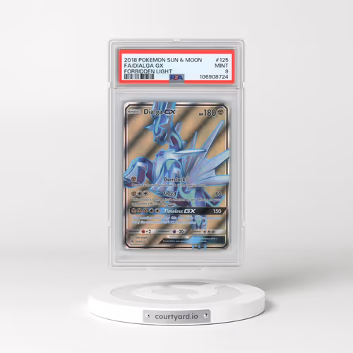 2018 Pokémon Sun & Moon Forbidden Light #125 Dialga GX - Holo Full Art (PSA 9 MINT)
