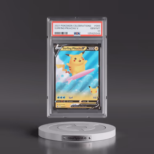 2021 Pokémon Celebrations #008 Surfing Pikachu V - Holo (PSA 10 GEM MINT)