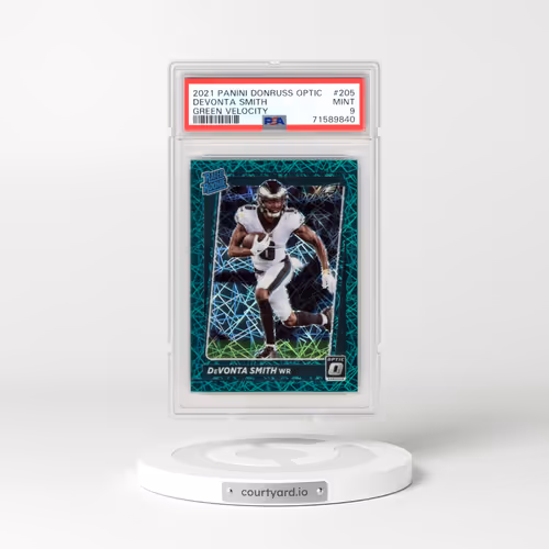 2021 Panini Donruss Optic #205 DeVonta Smith - Green Velocity (PSA 9 MINT)