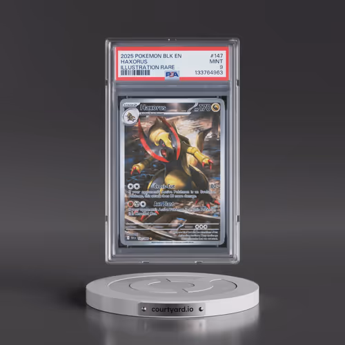2025 Pokémon Blk EN-Black Bolt #147 Haxorus - Illustration Rare (PSA 9 MINT)