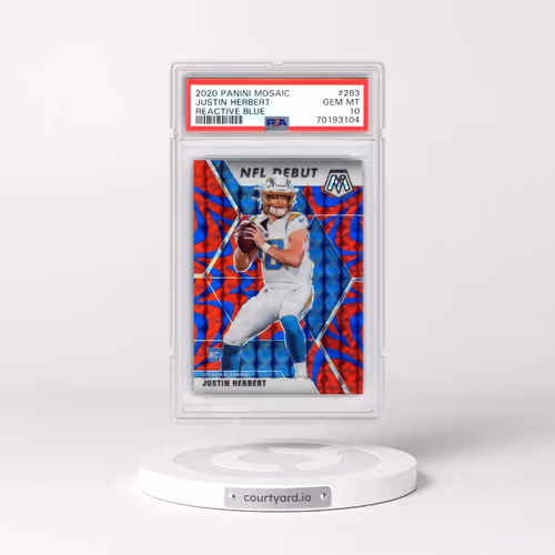 2020 Panini Mosaic #263 Justin Herbert - Reactive Blue (PSA 10 GEM MINT)