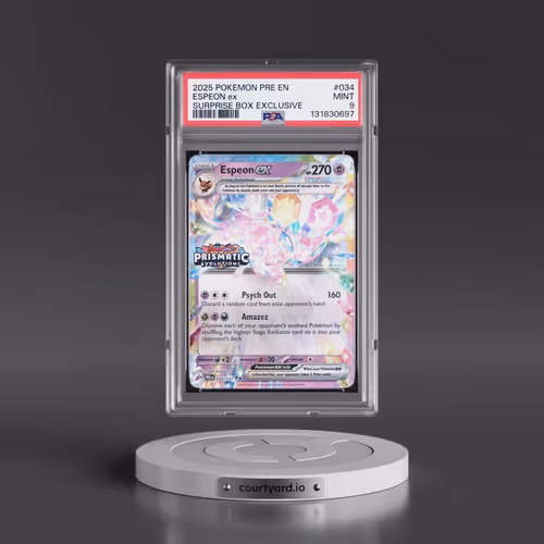 2025 Pokémon Pre EN-Prismatic Evolutions #034 Espeon EX - Holo Surprise Box Exclusive (PSA 9 MINT)