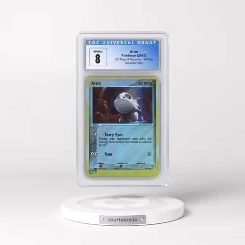 2003 EX Ruby & Sapphire (2003 Copyright, w/ "e" Symbol) #49/109 Aron - Reverse Holo (CGC 8 NM-MT)
