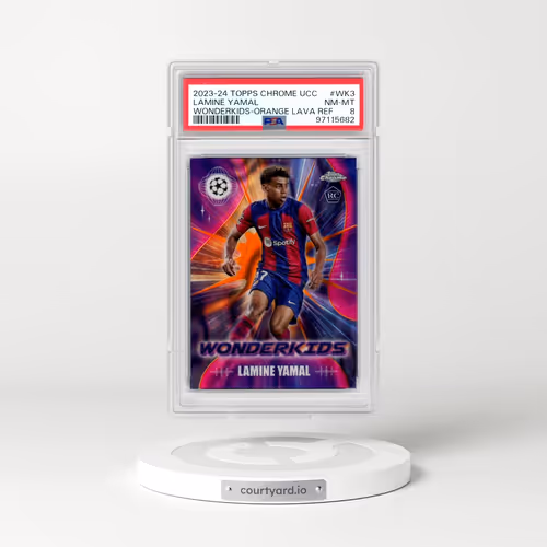 2023-24 Topps Chrome UEFA Club Competitions Wonderkids #WK3 Lamine Yamal - Orange Lava (PSA 8 NM-MT)