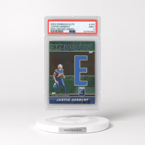 2022 Panini Donruss Elite Spellbound #JH5 Justin Herbert - Green (PSA 9 MINT)