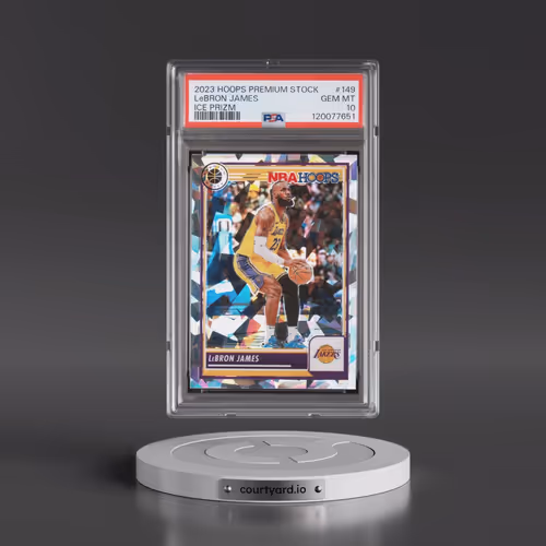2023 Panini Hoops Premium Stock #149 LeBron James - Ice Prizm (PSA 10 GEM MINT)