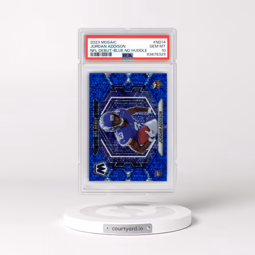 2023 Panini Mosaic NFL Debut #ND14 Jordan Addison - Blue No Huddle (PSA 10 GEM MINT)