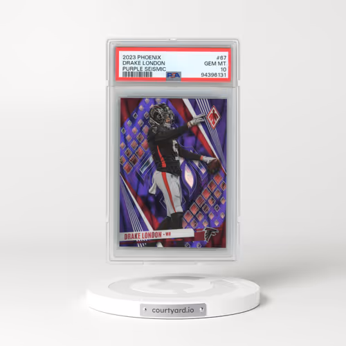 2023 Panini Phoenix #67 Drake London - Purple Seismic (PSA 10 GEM MINT)