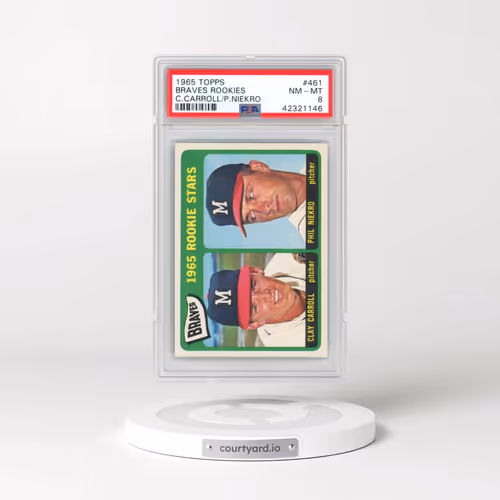1965 Topps #461 Braves Rookies - C.Carroll/P.Niekro (PSA 8 NM-MT)