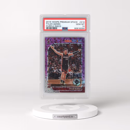 2019 Panini Hoops Premium Stock #210 Tyler Herro - Purple Disco (PSA 10 GEM MINT)