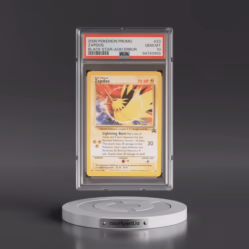 2000 Pokémon Promo Black Star #23 Zapdos - Toshinao Aoki Error (PSA 10 GEM MINT)