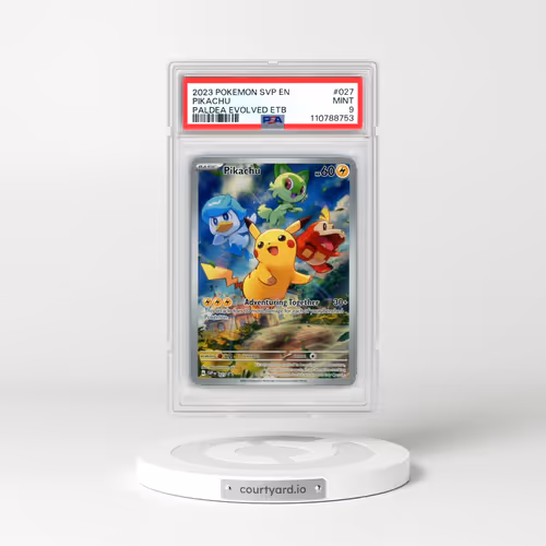 2023 Pokémon Svp EN-SV Black Star Promo #027 Pikachu - Paldea Evolved Elite Trainer Box (PSA 9 MINT)