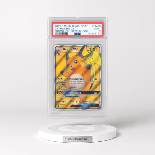 2017 Pokémon SM Black Star Promo #SM90 Raichu GX - Holo Full Art Shining Legends Special Collection (PSA 9 MINT)