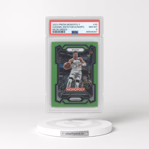 2023 Panini Prizm Monopoly #49 Giannis Antetokounmpo - Neon Green (PSA 8 NM-MT)
