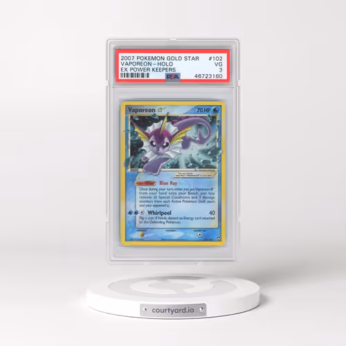 2007 Pokémon EX Power Keepers #102 Vaporeon - Holo Gold Star (PSA 3 VG)