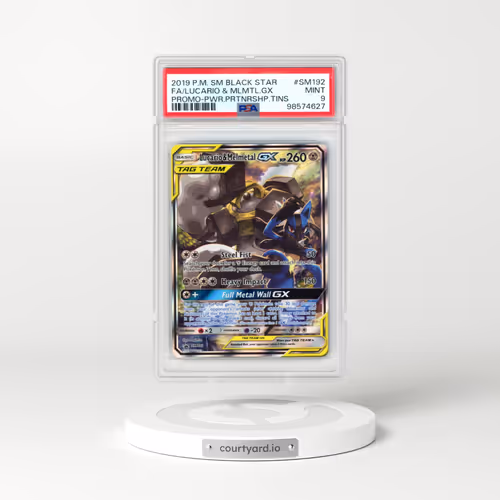 2019 Pokémon SM Black Star Promo #SM192 Lucario & Melmetal GX - Holo Full Art Power Partnership Tins (PSA 9 MINT)