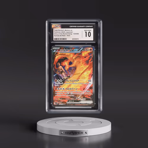 2025 Pokémon SV10-Glory of Team Rocket #124 Team Rocket's Moltres EX - Holo Special Art Rare (CGC 10