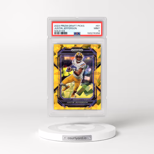2023 Panini Prizm Draft Picks #61 Justin Jefferson - Gold Ice (PSA 9 MINT)