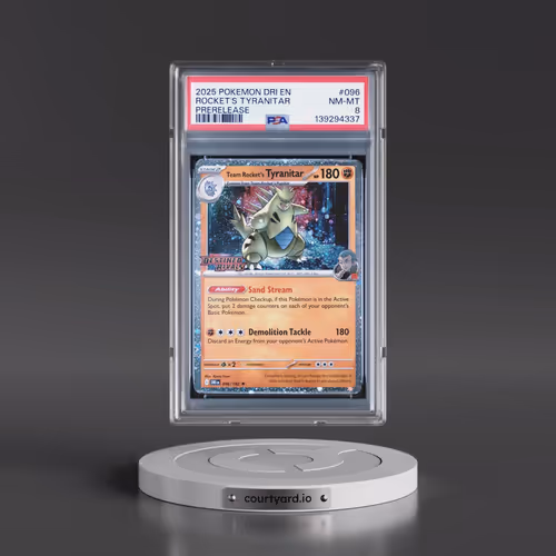 2025 Pokémon Dri EN-Destined Rivals #096 Team Rocket's Tyranitar - Prerelease (PSA 8 NM-MT)