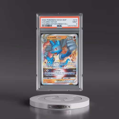 2022 Pokémon Swsh Black Star Promo #214 Lucario Vstar - Lucario Vstar Premium Collection (PSA 9 MINT
