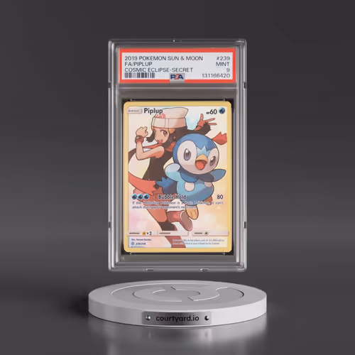 2019 Pokémon Sun & Moon Cosmic Eclipse #239 Piplup - Full Art Secret (PSA 9 MINT)