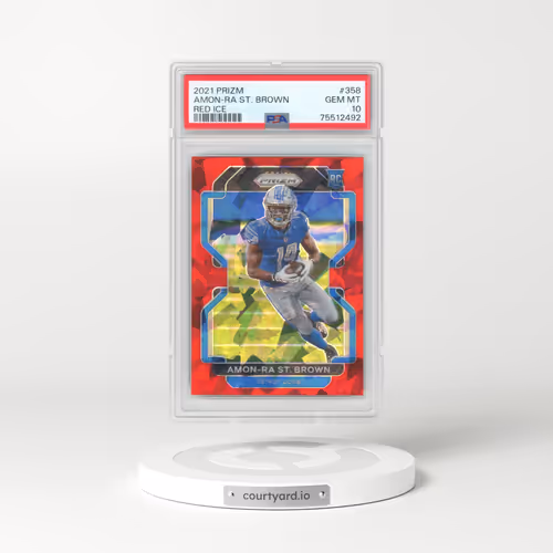 2021 Panini Prizm #358 Amon-RA St. Brown - Red Ice (PSA 10 GEM MINT)