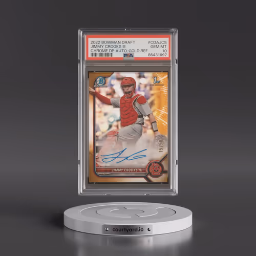 2022 Bowman Draft Chrome Draft Pick Autographs #CDAJCS Jimmy Crooks III - Gold Refractor (PSA 10 GEM
