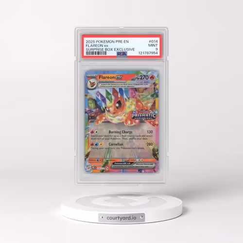 2025 Pokémon Pre EN-Prismatic Evolutions #014 Flareon EX - Holo Surprise Box Exclusive (PSA 9 MINT)
