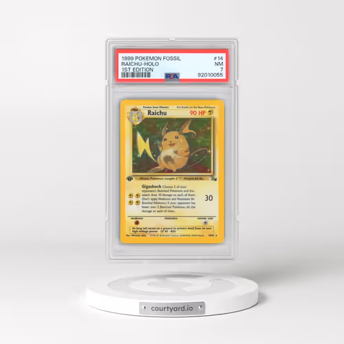 1999 Pokémon Fossil #14 Raichu - 1st Edition Holo (PSA 7 NM)