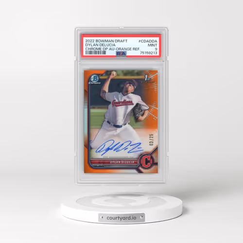 2022 Bowman Draft Chrome Draft Pick Autographs #CDADDA Dylan Delucia - Orange Refractor (PSA 9 MINT)
