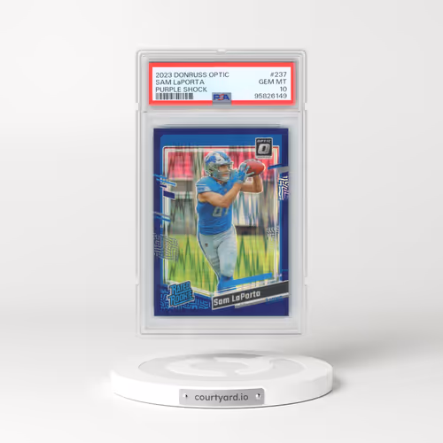 2023 Panini Donruss Optic #237 Sam LaPorta - Purple Shock (PSA 10 GEM MINT)