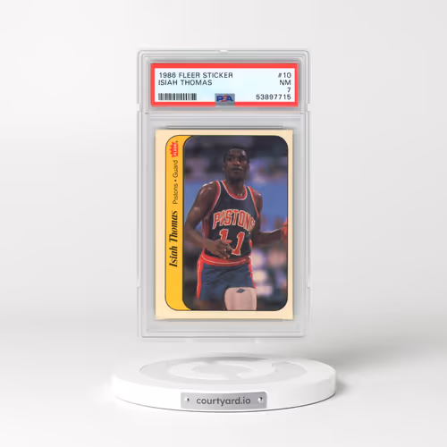 1986 Fleer Sticker #10 Isiah Thomas (PSA 7 NM)
