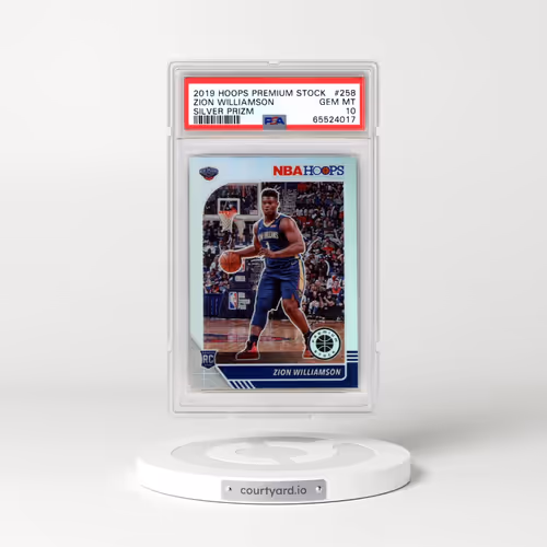 2019 Panini Hoops Premium Stock #258 Zion Williamson - Silver Prizm (PSA 10 GEM MINT)