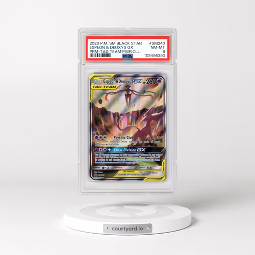 2020 Pokémon SM Black Star Promo #SM240 Espeon & Deoxys GX - Holo Tag Team Powers Collection (PSA 8 NM-MT)