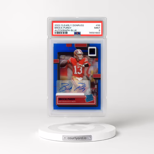 2022 Panini Clearly Donruss #99 Brock Purdy - Autograph-Blue (PSA 9 MINT)
