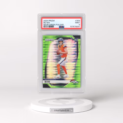 2024 Panini Prizm #309 Bo Nix - Neon Green Pulsar (PSA 9 MINT)