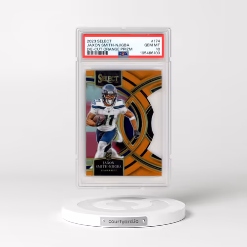 2023 Panini Select #174 Jaxon Smith-Njigba - Die-Cut Orange Prizm (PSA 10 GEM MINT)