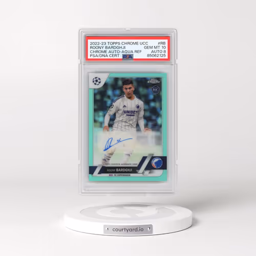 2022-23 Topps Chrome UEFA Club Competitions Chrome Autographs #RB Roony Bardghji - Aqua Refractor (P
