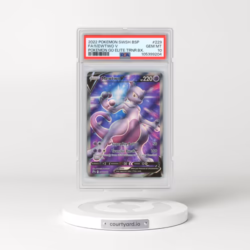 2022 Pokémon Swsh Black Star Promo #229 Mewtwo V - Holo Full Art Pokemon Go Elite Trainer Box (PSA 10 GEM MINT)