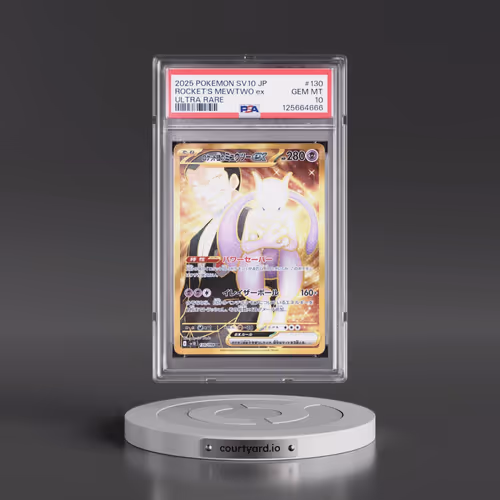 2025 Pokémon SV10-Glory of Team Rocket #130 Team Rocket's Mewtwo EX - Holo Ultra Rare (PSA 10 GEM MI