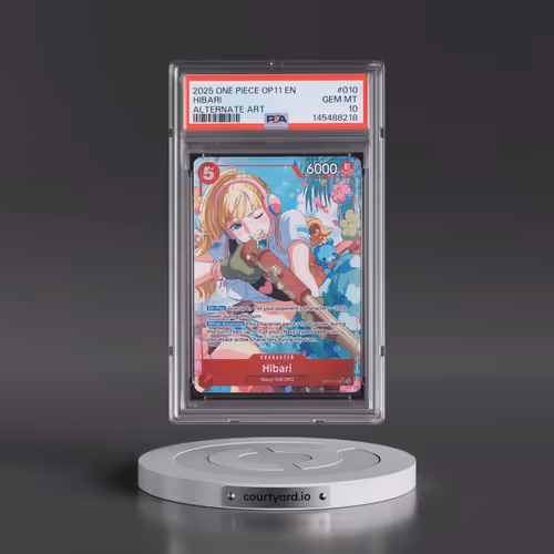 2025 One Piece OP11-A Fist of Divine Speed #010 Hibari - Alternate Art (PSA 10 GEM MINT)