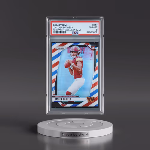 2024 Panini Prizm #347 Jayden Daniels - Red/White/Blue Prizm (PSA 8 NM-MT)