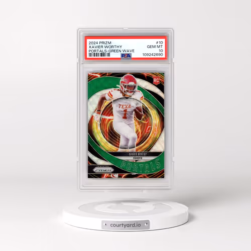2024 Panini Prizm Portals #10 Xavier Worthy - Green Wave (PSA 10 GEM MINT)