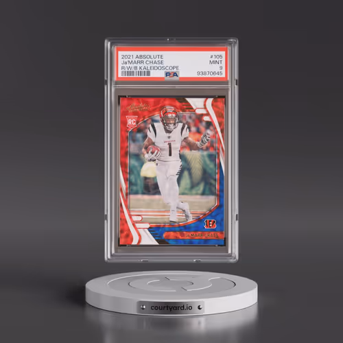 2021 Panini Absolute #105 JA'Marr Chase - Red/White/Blue Kaleidoscope (PSA 9 MINT)