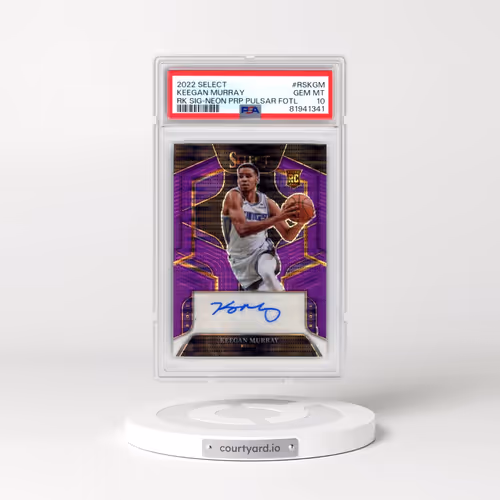 2022 Panini Select Rookie Signatures #RSKGM Keegan Murray - Neon Purple Pulsar Fotl (PSA 10 GEM MINT