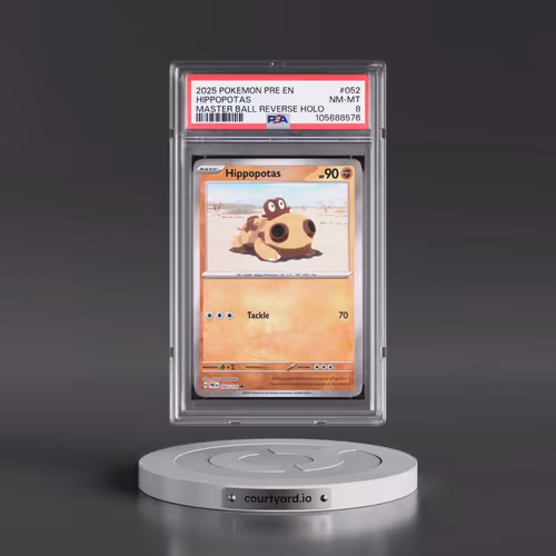2025 Pokémon Pre EN-Prismatic Evolutions #052 Hippopotas - Reverse Holo Master Ball (PSA 8 NM-MT)