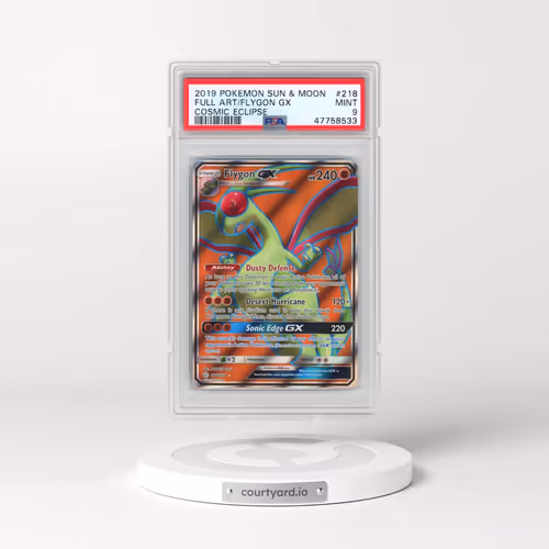 2019 Pokémon Sun & Moon Cosmic Eclipse #218 Flygon GX - Holo Full Art (PSA 9 MINT)