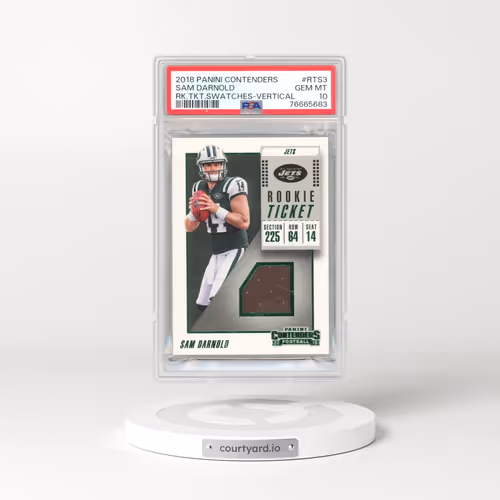 2018 Panini Contenders Rookie Ticket Swatches #RTS3 Sam Darnold - Vertical (PSA 10 GEM MINT)