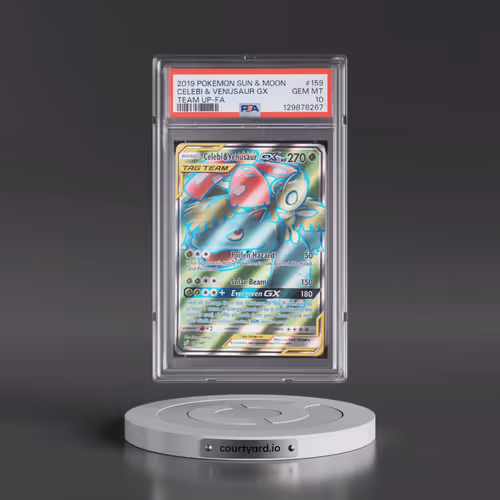 2019 Pokémon Sun & Moon Team Up #159 Celebi & Venusaur GX - Holo Full Art (PSA 10 GEM MINT)