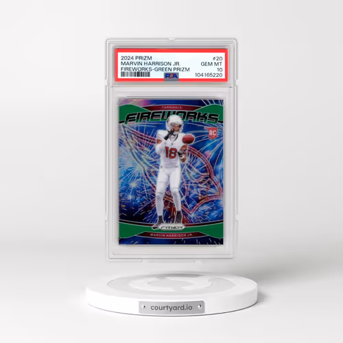 2024 Panini Prizm Fireworks #20 Marvin Harrison Jr. - Green Prizm (PSA 10 GEM MINT)